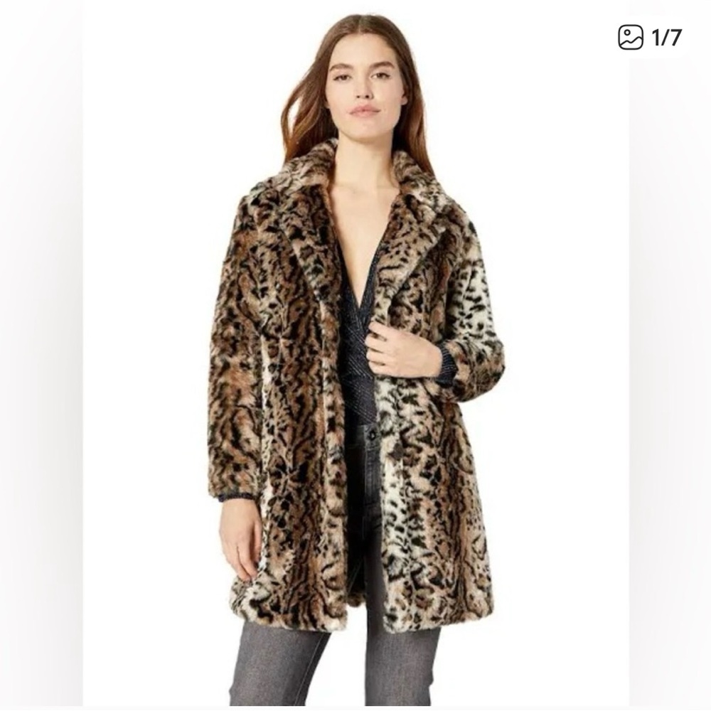 BB Dakota Bradshaw Leopard Print Faux Fur Coat